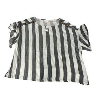 French Laundry NWT Plus New Size Striped Cold Shoulder Top 3X Black White Nautic